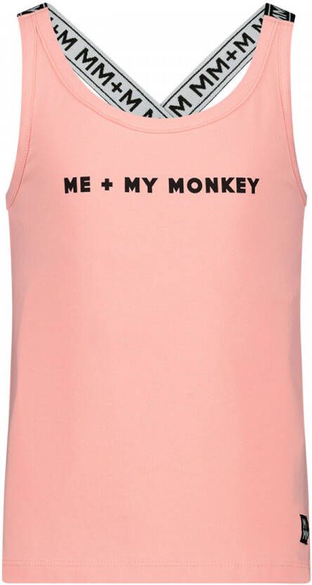 Me & My Monkey singlet met logo lichtroze Meisjes Stretchkatoen Ronde hals 104