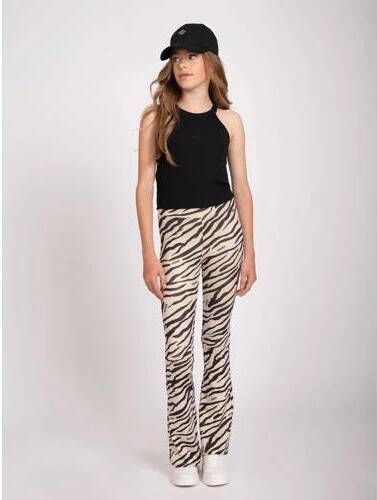 NIK&NIK flared broek met zebraprint ecru zwart Meisjes Polyester Zebraprint 128