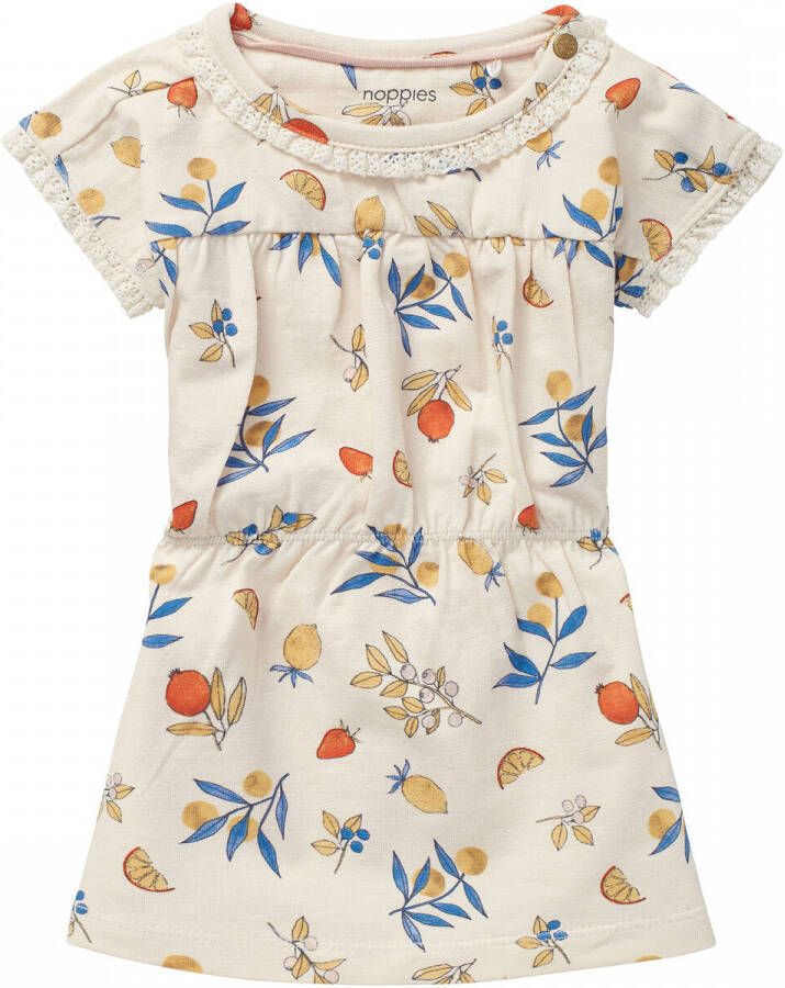 Noppies baby jurk met fruitprint beige Meisjes Katoen Ronde hals All over print 50