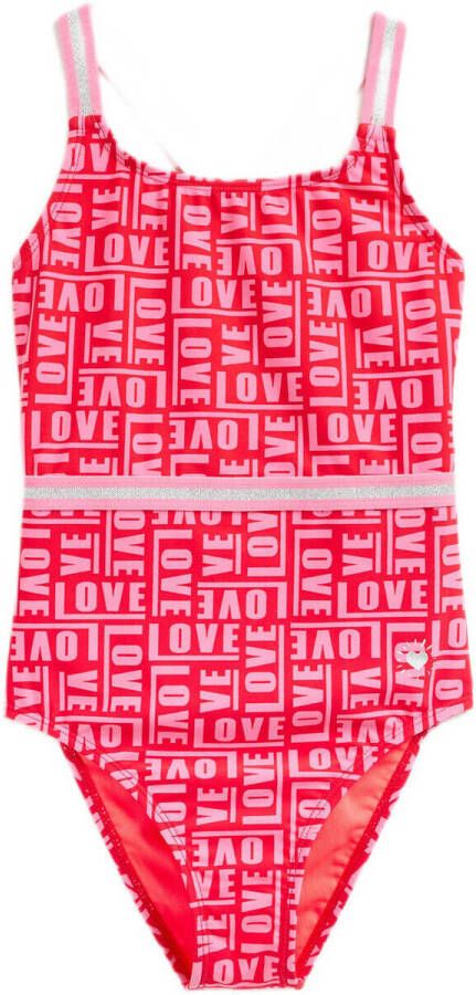 WE Fashion badpak fuchsia roze Meisjes Gerecycled polyamide (duurzaam) 158 164