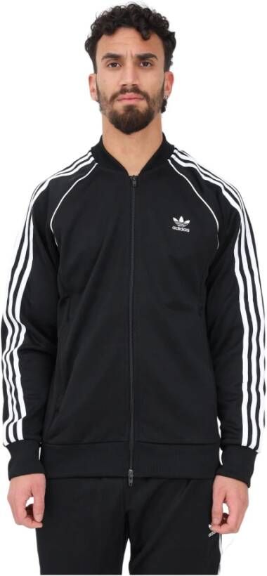 Adidas Klassieke Zwarte Zip Sweatshirt Zwart Heren