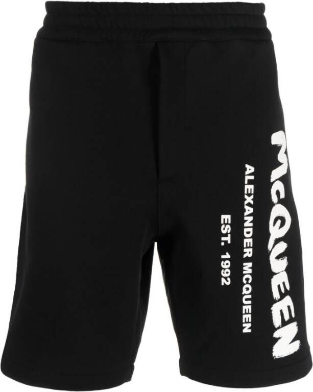 Alexander mcqueen Casual shorts met bedrukt logo Zwart Heren