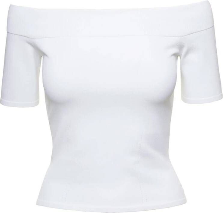 alexander mcqueen Upgrade je garderobe met een getailleerde off-shoulder blouse Wit Dames