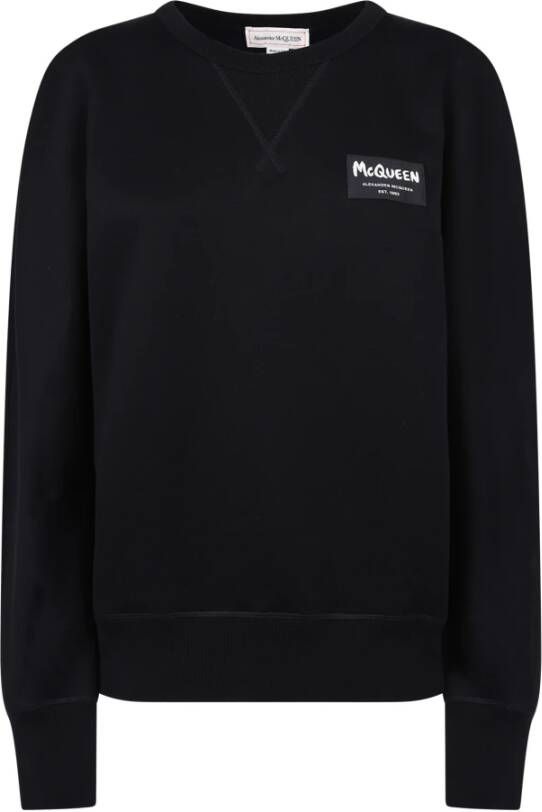 Alexander mcqueen Zwarte Sweatshirt met Bedrukt Detail Zwart Heren