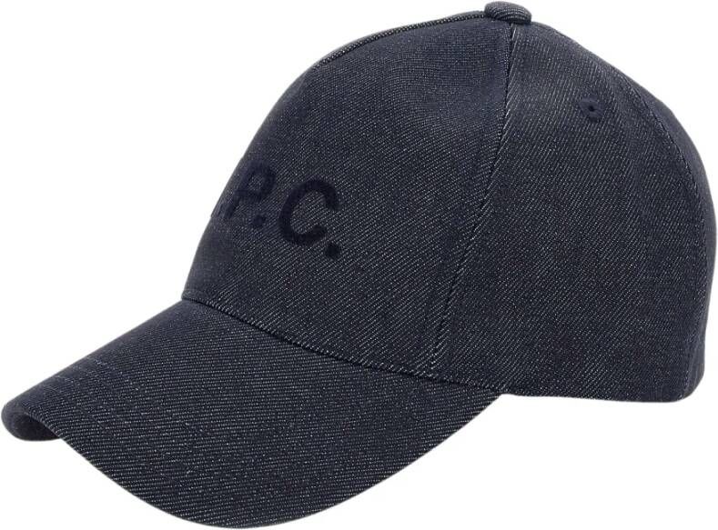 A.p.c. Denim Baseball Hat Stijlvol Logo Detail Blue Heren