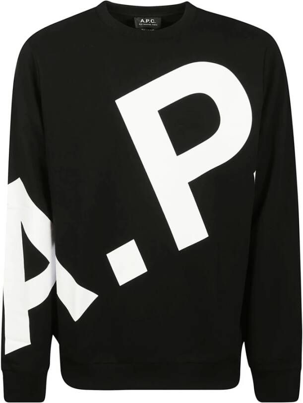 A.p.c. Diagonaal Bedrukte Katoenen Sweatshirt Black