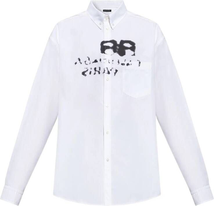 Balenciaga Wit Overhemd met Zakje Wit Heren