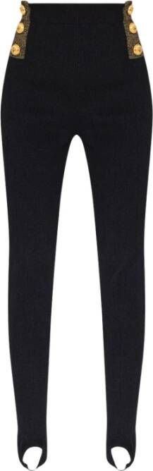 Balmain Geribbelde broek met hoge taille Zwart Dames