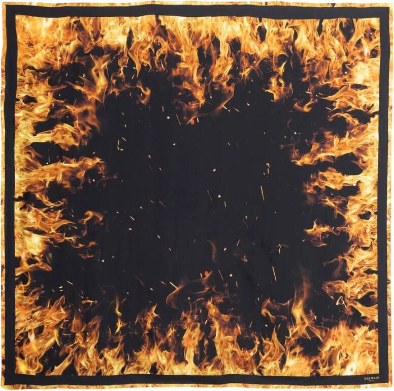 Balmain Zijden sjaal met vuurprint Oranje Dames