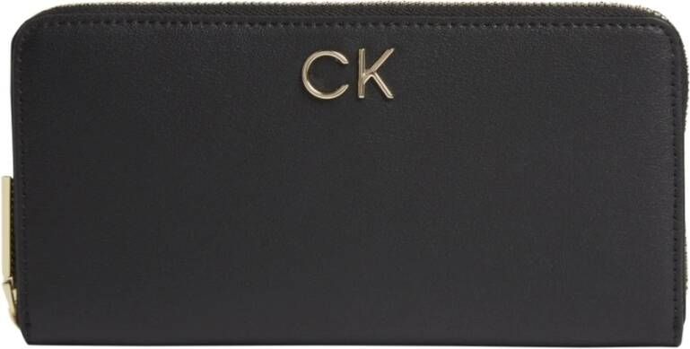 Calvin Klein Zwarte Polyurethaan Portemonnee met 5 Compartimenten en Muntvakje Zwart Dames