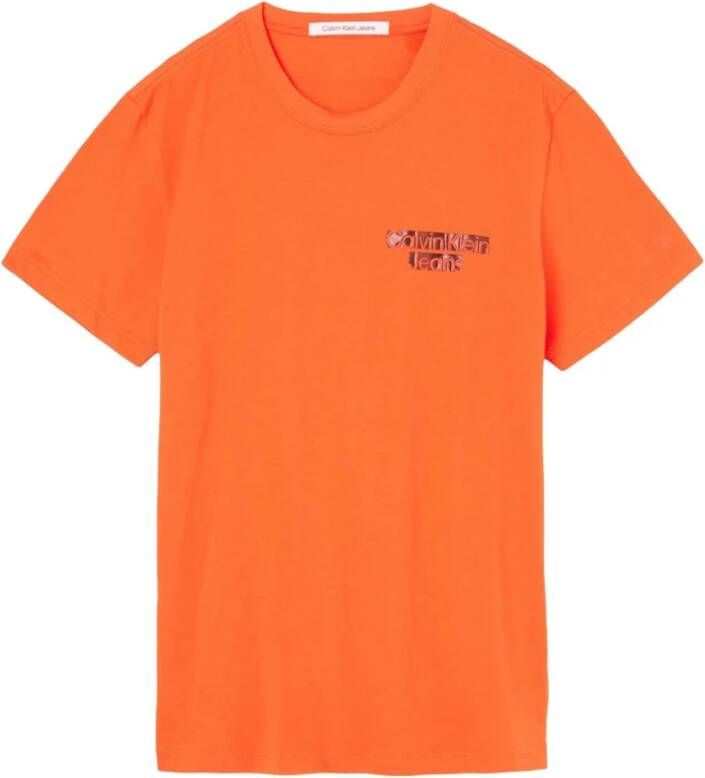 Calvin Klein Korte mouwen shirt in levendig oranje Orange Heren