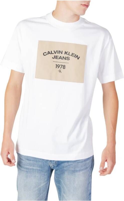 Calvin Klein Canvas Curve Graphic Half Mouw T-shirt White Heren