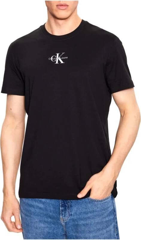 Calvin Klein Zwarte T-shirts en Polos met Logo Zwart Heren