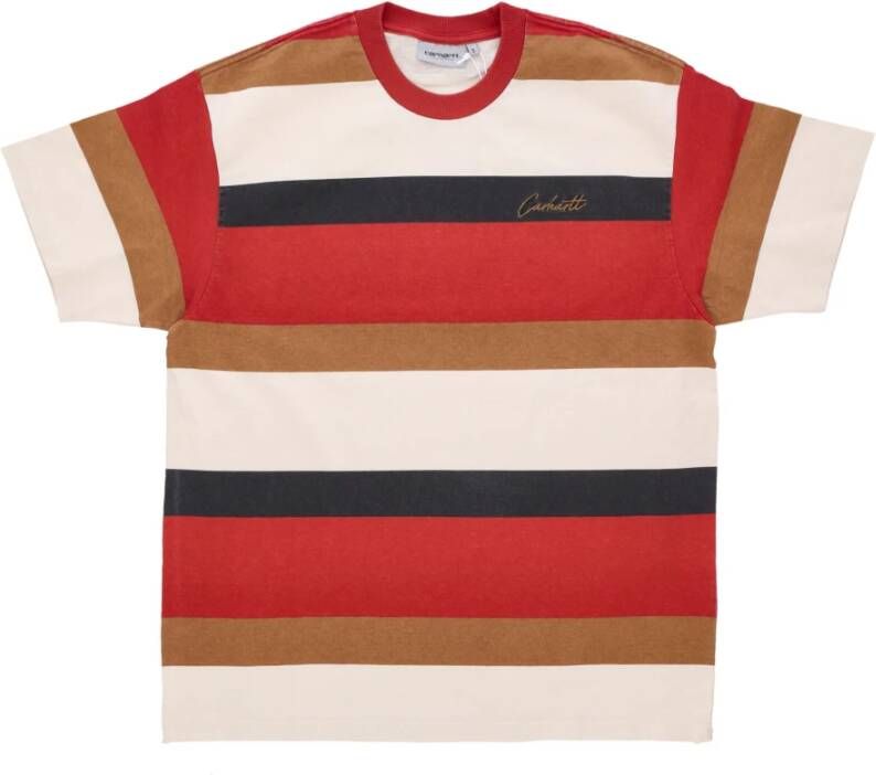 Carhartt WIP Streetwear T-Shirts Arcade Heavy Stone Wash Red Heren