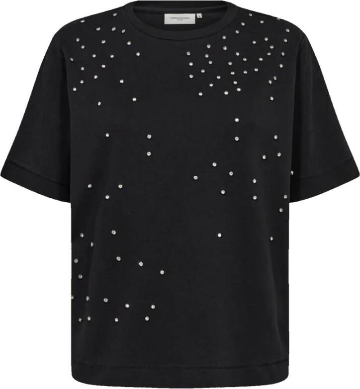 Copenhagen Muse Grijze Melange T-shirt met Similisten Zwart Dames