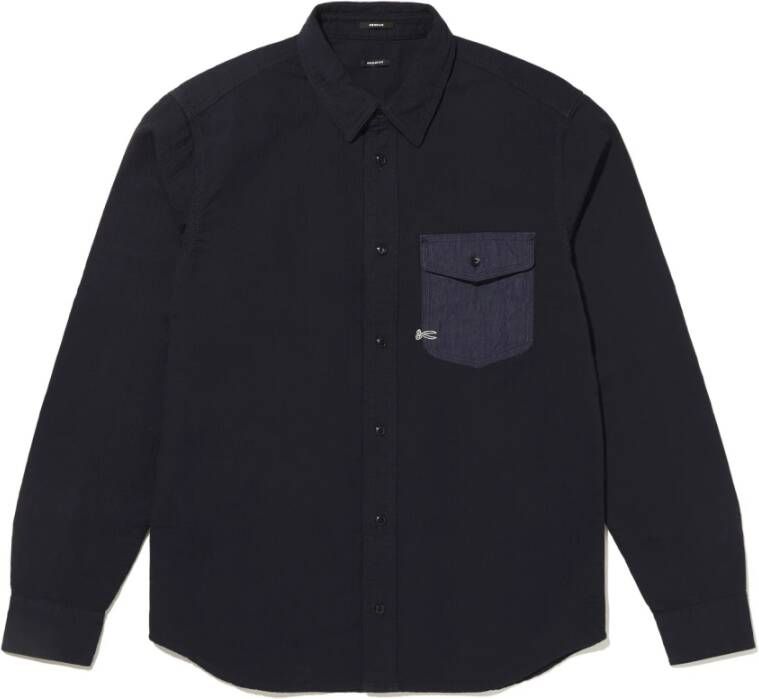 Denham Regular Fit Denim Overhemd met Contrastzak Blauw Heren