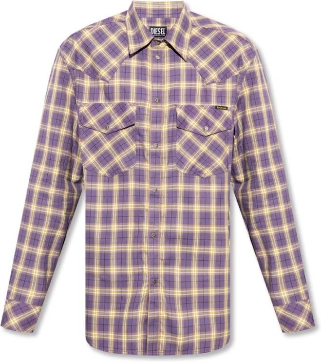 Diesel Normaal shirt Purple Heren