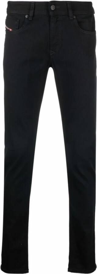 Diesel Zwarte Slim Fit Katoenen Jeans met Geborduurd Logo Zwart Heren