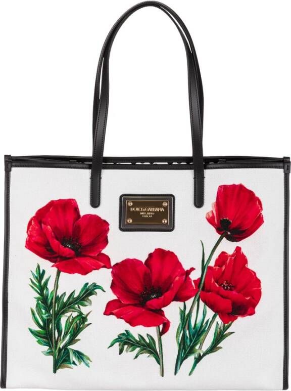 Dolce&Gabbana Shoppers Printed Canvas Shopper in wit