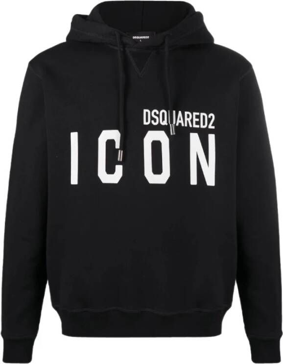 Dsquared2 Zwarte katoenen hoodie met Dan Dean-print Black