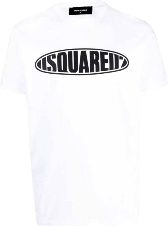 Dsquared2 Heren Katoenen T-Shirt Logo Print S74Gd1097 White Heren