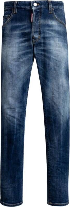 Dsquared2 Slim-Fit Denim Jeans met Versleten Details Blauw Heren