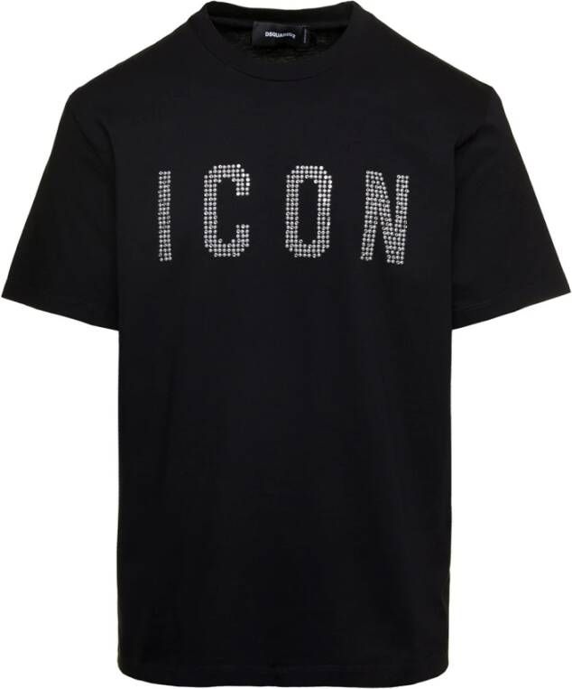 Dsquared2 Icon Studs Katoenen T-Shirt Zwart Heren