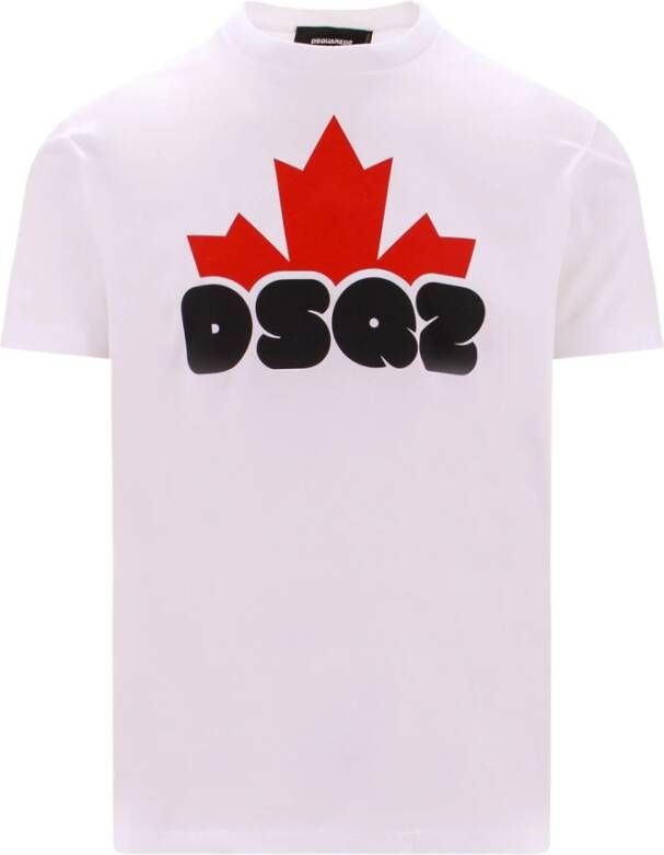 Dsquared2 Wit Katoenen T-Shirt met Opvallende Frontprint Wit Heren