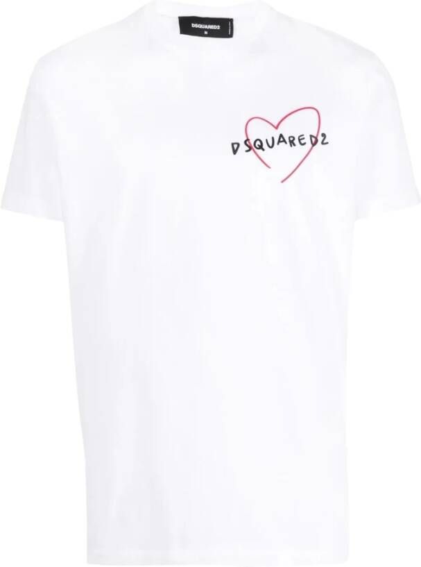 Dsquared2 Witte Katoenen T-shirt met Stijlvolle Print White Heren