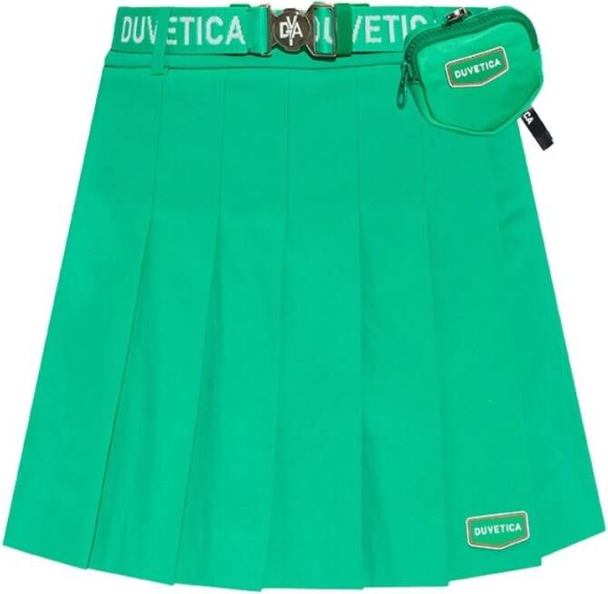 Duvetica Kleurrijke Dames Skort met Geplooide Voorkant en Logo Tabblad Green Dames