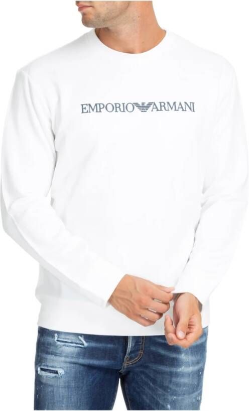 Emporio Armani Heren Wit Logo Tekst Sweatshirt White Heren