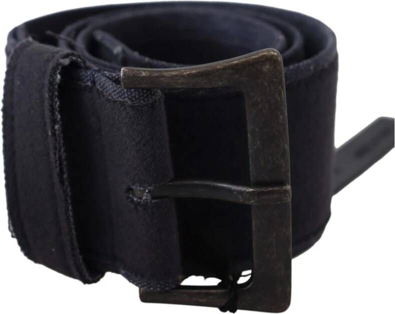 Ermanno Scervino Black Leather Wide Buckle Waist Luxury Belt Zwart Unisex