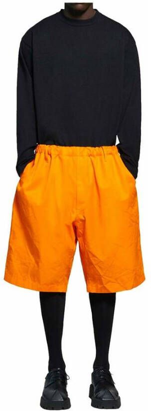 Balenciaga Katoenen Shorts Verfijnd Ontwerp Oranje Heren