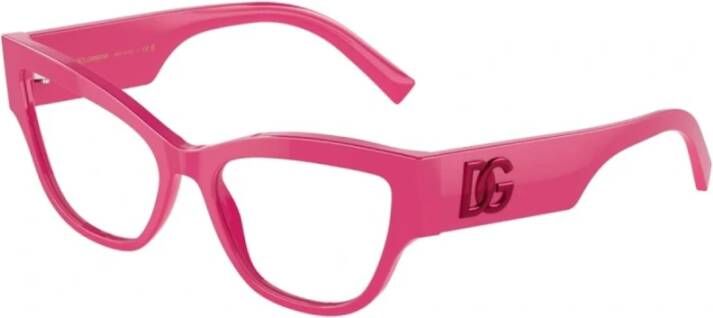 Dolce & Gabbana Geometrische Cat-Eye Bril in Fuchsia Acetaat Pink Dames