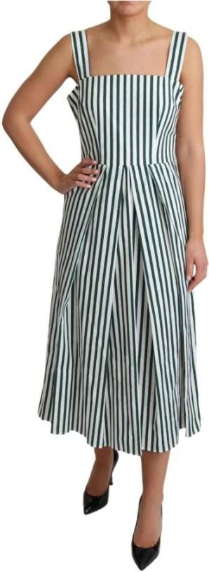 Dolce & Gabbana Striped Cotton A-Line Dress Wit Dames
