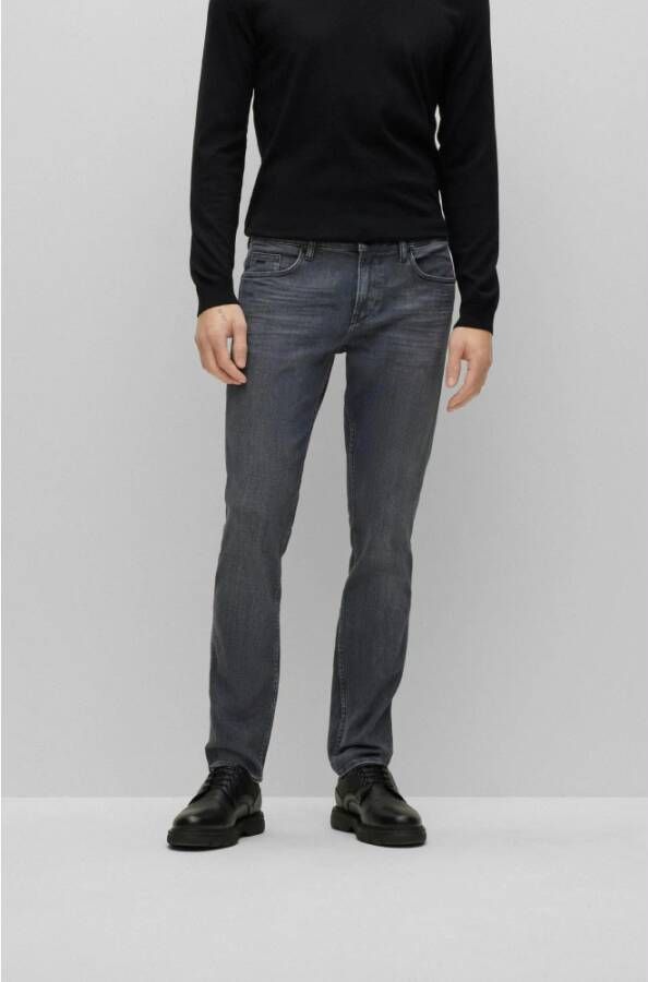 Hugo Boss Premium Slim Fit Jeans met Regular-Rise Taille Grijs Heren