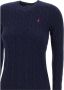 Polo Ralph Lauren Slanke kabelgebreide trui met geribbelde ronde hals Blue Dames - Thumbnail 5