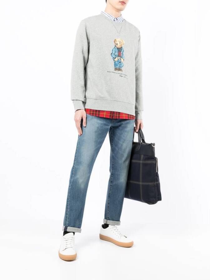 Ralph Lauren Grijze Katoenen Denim Polo Bear Sweater Grijs Heren
