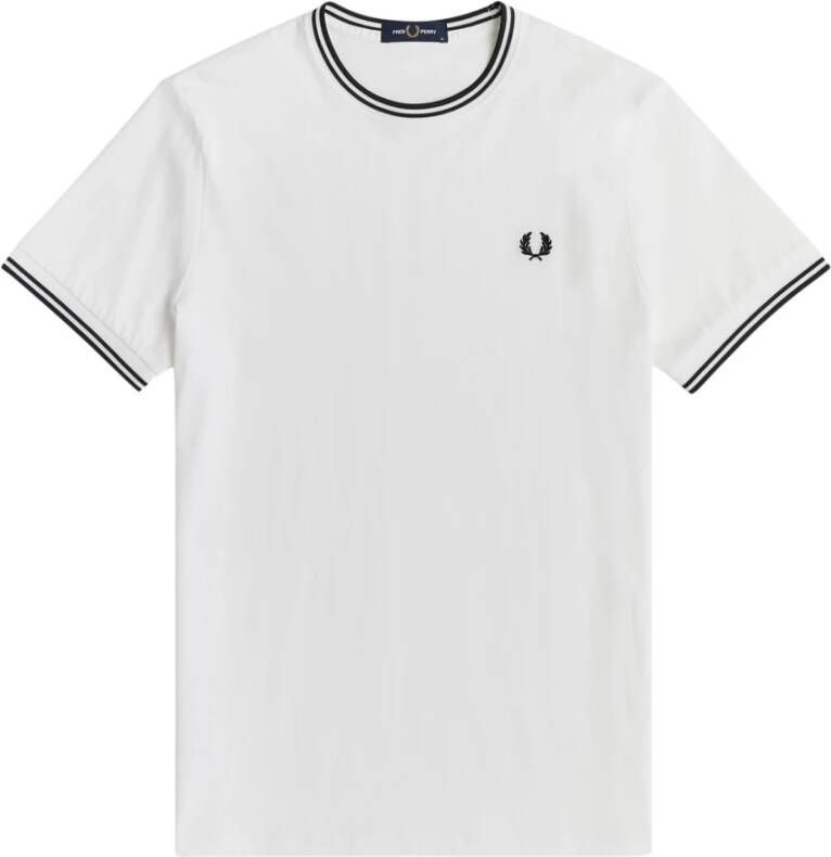 Fred Perry Gestreept Casual Oversized T-Shirt Wit Heren