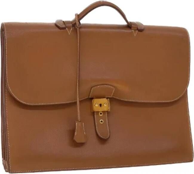 Hermès Vintage Pre-owned Leather briefcases Bruin Dames