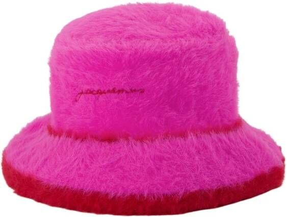 Jacquemus Roze Neve Bucket Hat met Bucolic Feel Pink Unisex