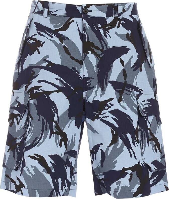 Kenzo Blauwe Camouflage Cargo Shorts Blauw Heren