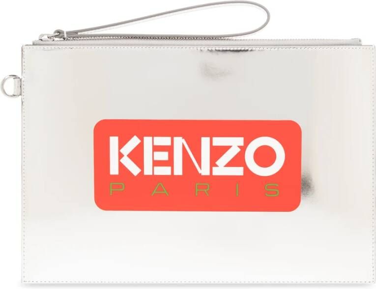Kenzo Clutch met logo Grijs Heren
