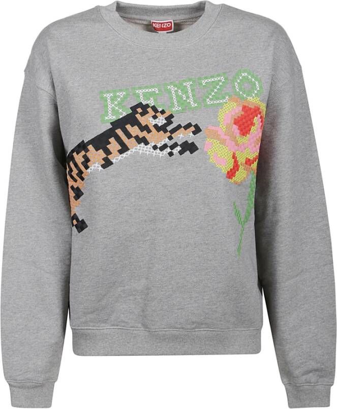 Kenzo Pixel Regular Sweatshirt Gezellig en Stijlvol Grijs Dames