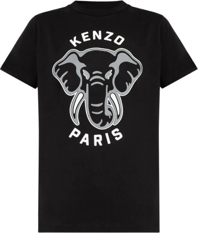 Kenzo Zwarte Varsity Jungle Geborduurde T-shirt Black Dames