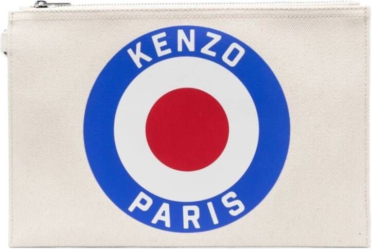Kenzo Target Canvas Clutch Tas voor Vrouwen White Dames