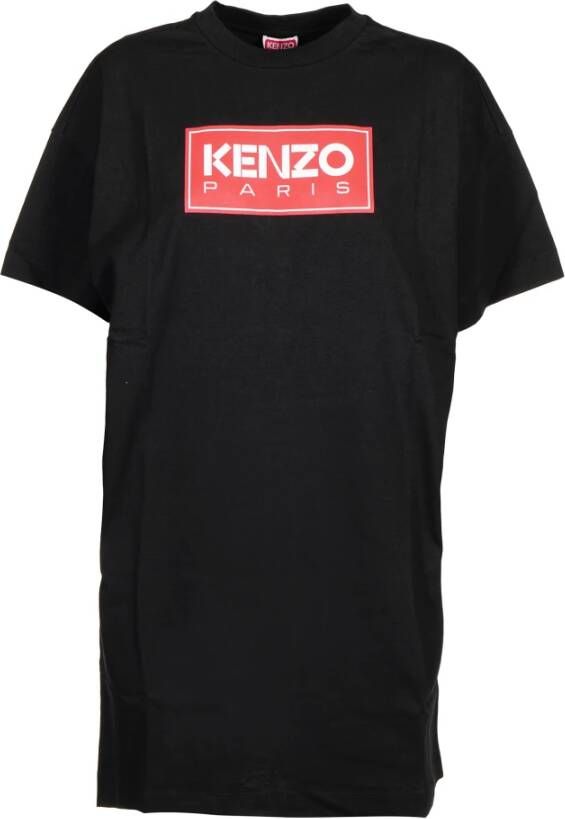 Kenzo Zwarte Mini T-Shirt Jurk Zwart Dames
