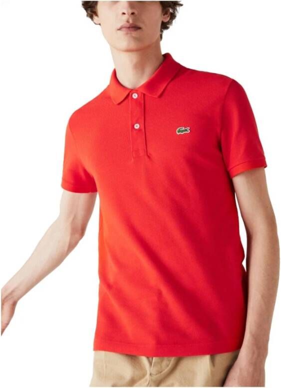 Lacoste Slim Fit Rode Polo Shirt Rood Heren