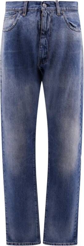Maison Margiela Blauwe Jeans met Rechte Pijpen en Vernielde Details Blauw