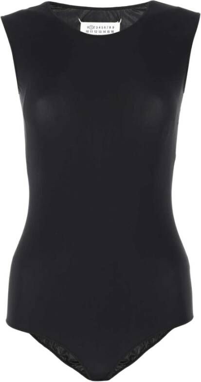 Maison Margiela Zwarte bodysuit met ronde hals Black Dames